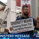 A press conference held in Cincinnati May 20, 2015, to urge Major League Baseball to take a stance against police brutality against black men was interrupted by several white protesters, including one holding a sign that read, “Diversity Means Chasing Down the Last White Person #WhiteGenocide.”
WLWT screenshot